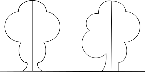 One symmetric tree and one unsymmetric tree